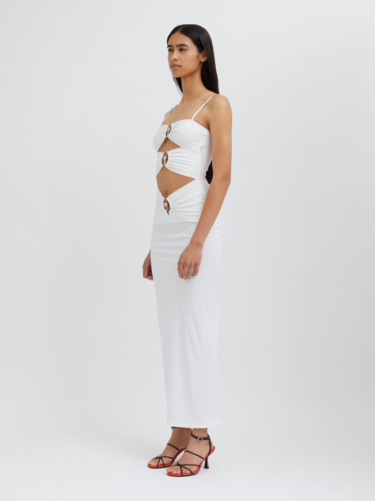 Christopher Esber Pierced Orbit Column Dress (White)