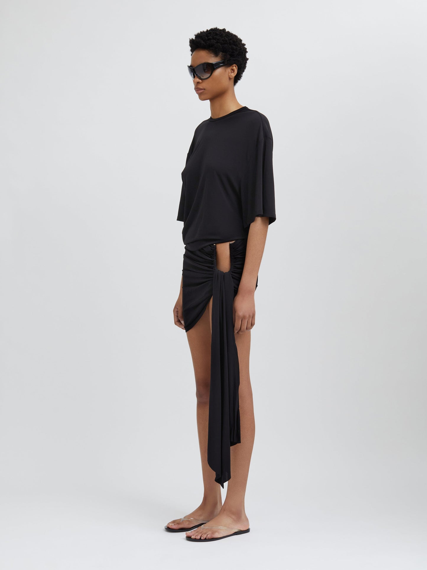 Christopher Esber Side Cowl Waist Tee (Black)