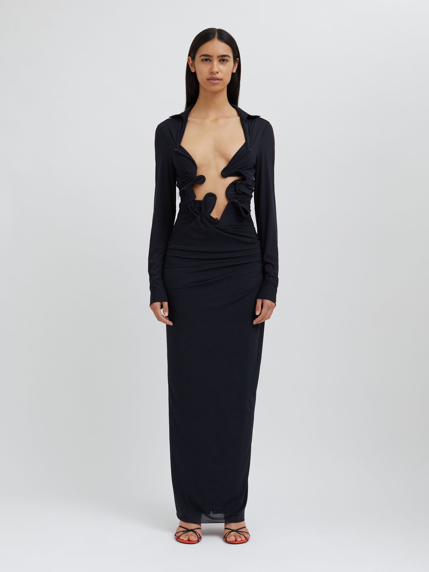 Christopher Esber Venus Plunge Shirt Dress (Black)