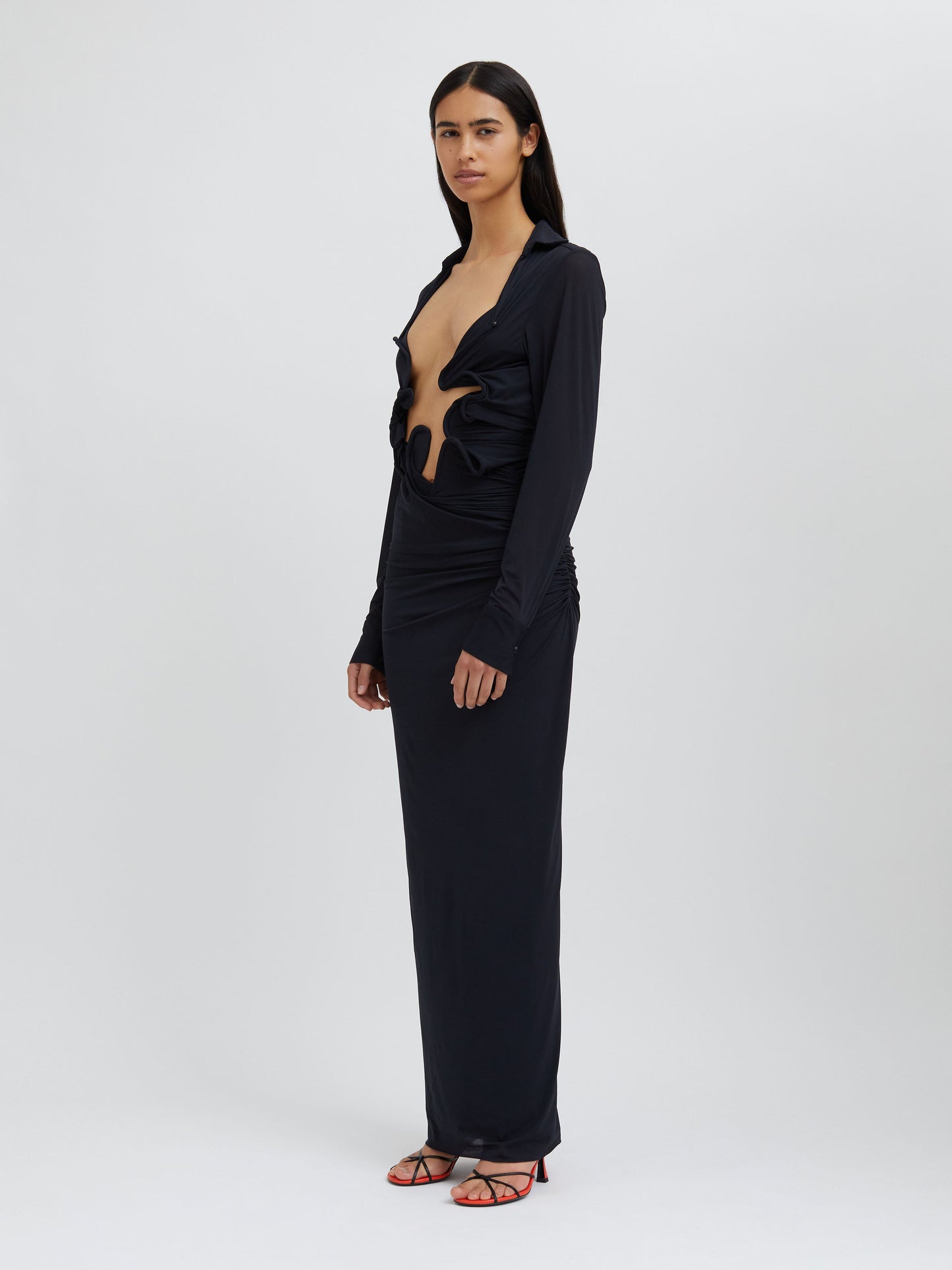 Christopher Esber Venus Plunge Shirt Dress (Black)