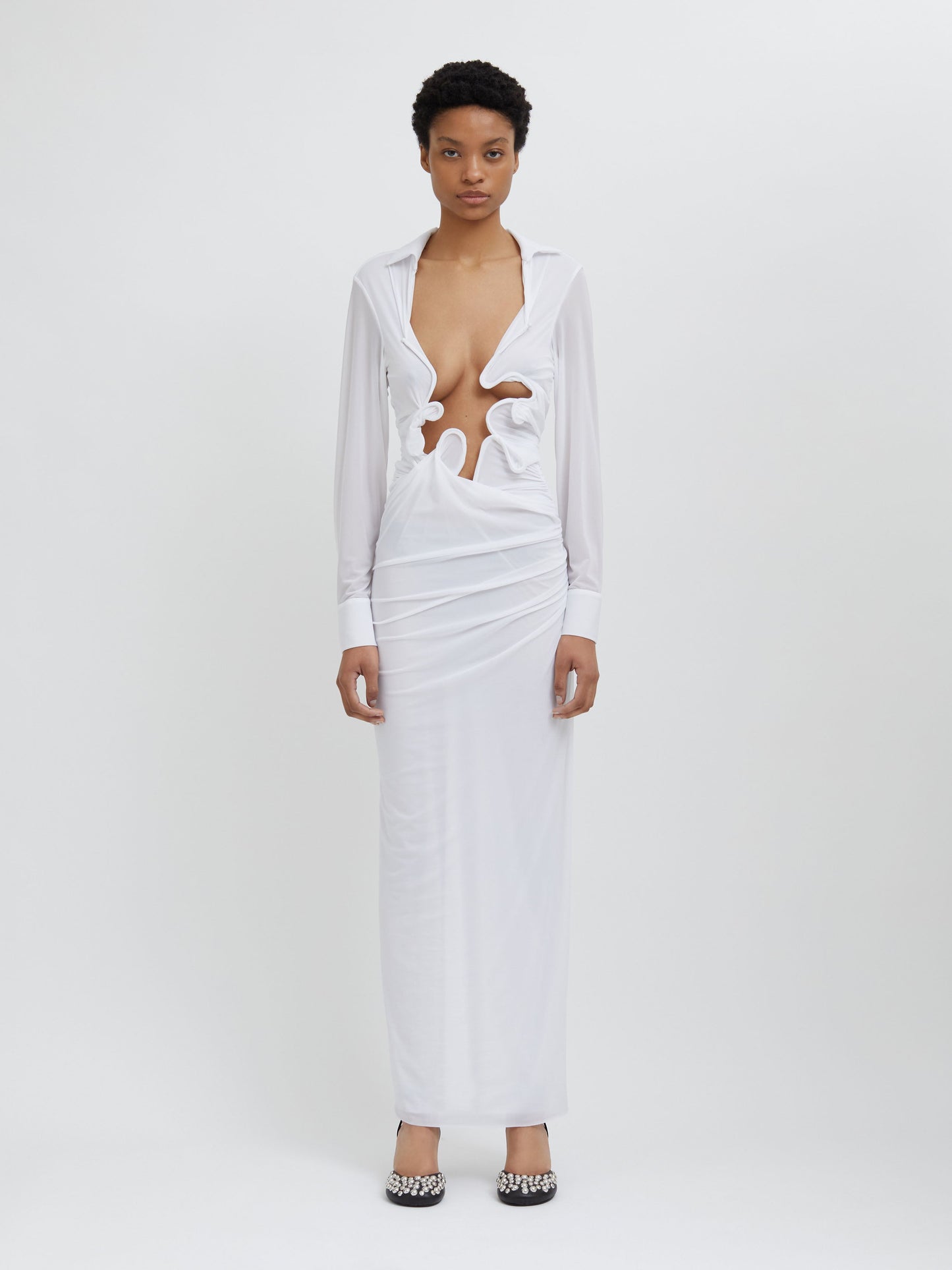Christopher Esber Venus Plunge Shirt Dress (White)