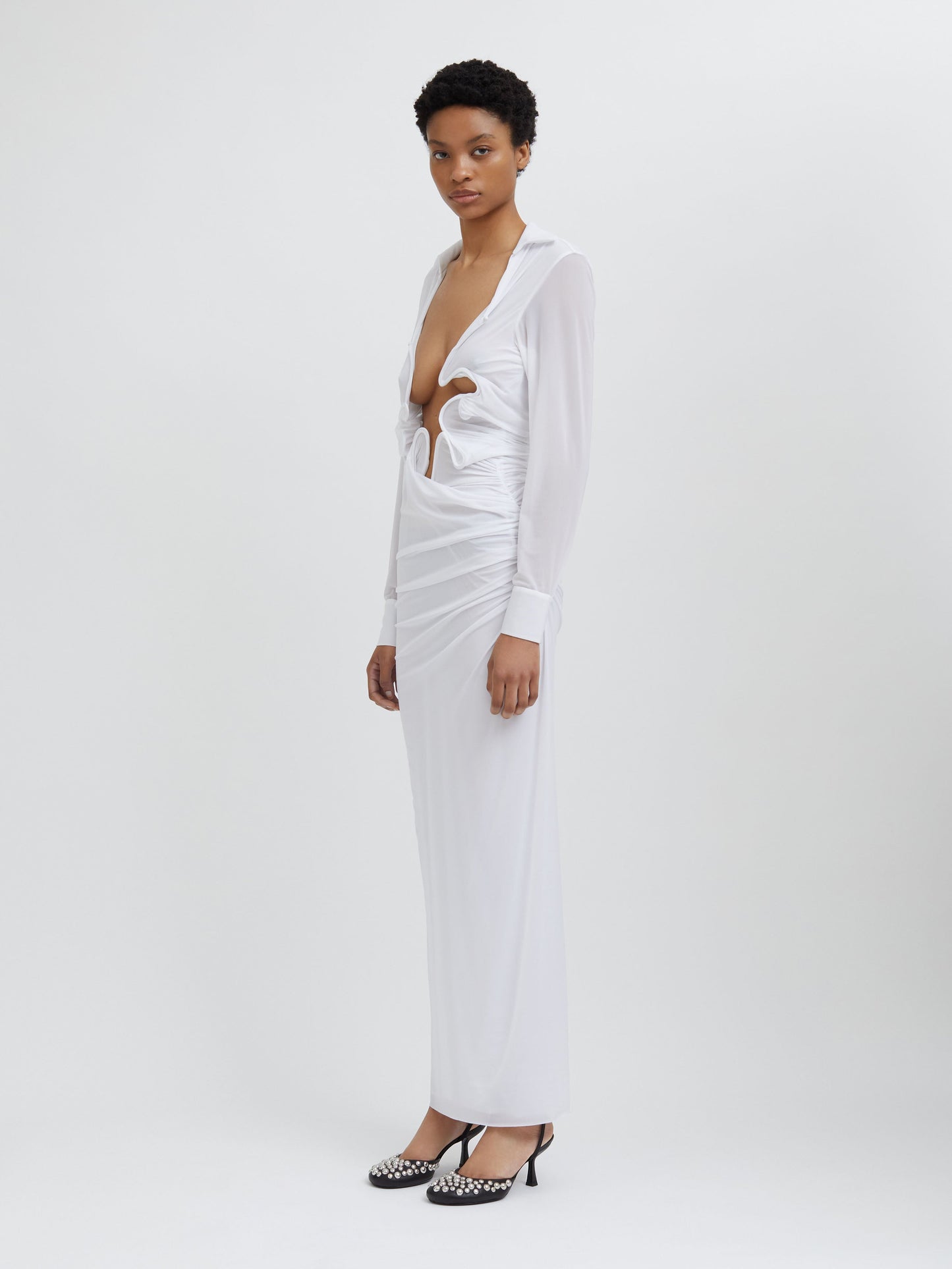 Christopher Esber Venus Plunge Shirt Dress (White)