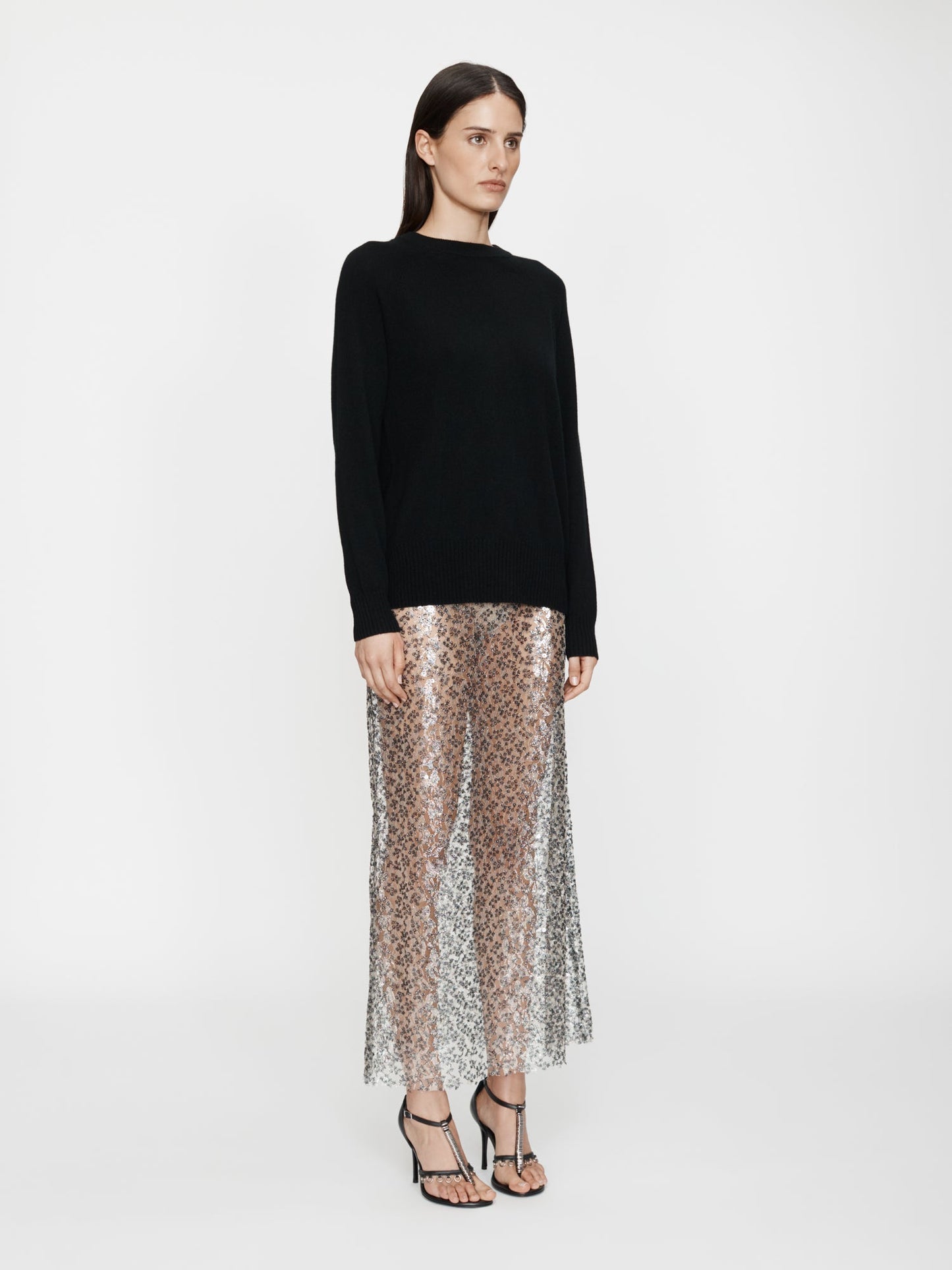 CHRISTOPHER ESBER Sequinned Lace Column Skirt (Silver)