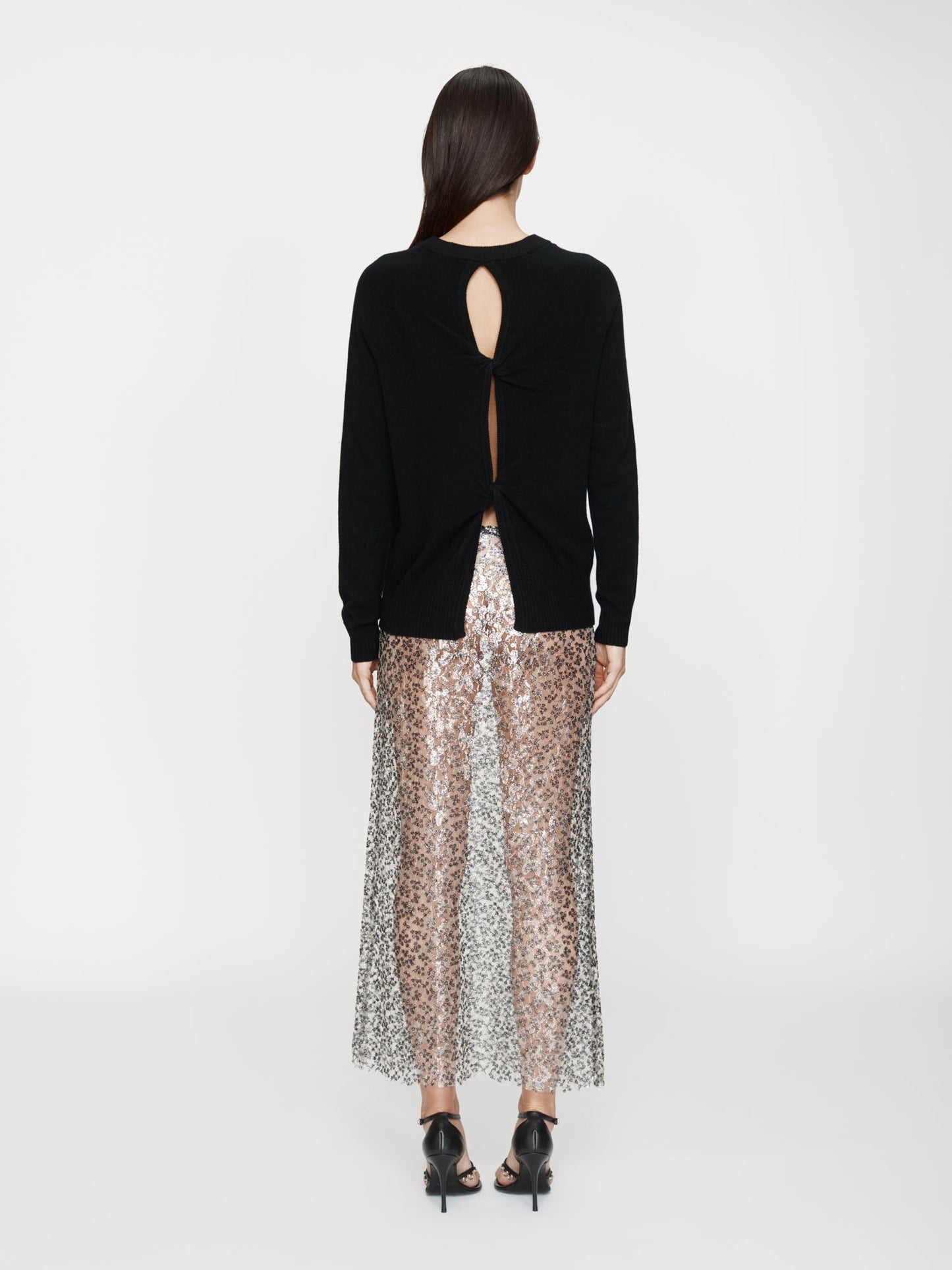 CHRISTOPHER ESBER Sequinned Lace Column Skirt (Silver)