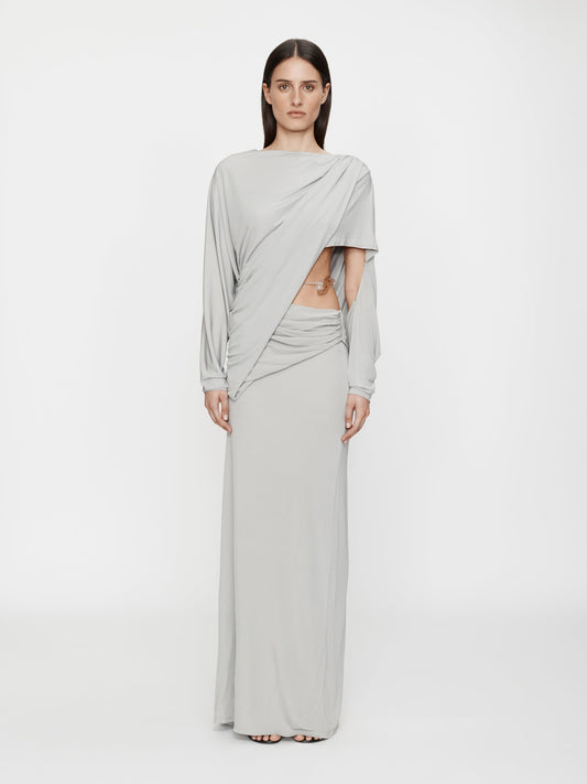 Image of Dresses. Productname: Christopher Esber Encased Nature Resin Draped Jersey Dress in Grey colour by brand - Christopher Esber
