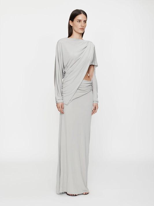 Christopher Esber Encased Nature Resin Draped Jersey Dress (Grey)