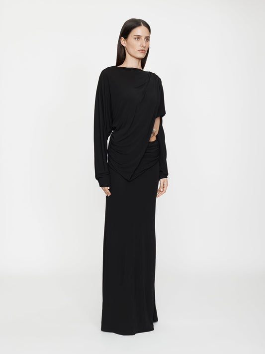 Christopher Esber Encased Nature Resin Draped Jersey Dress (Black)