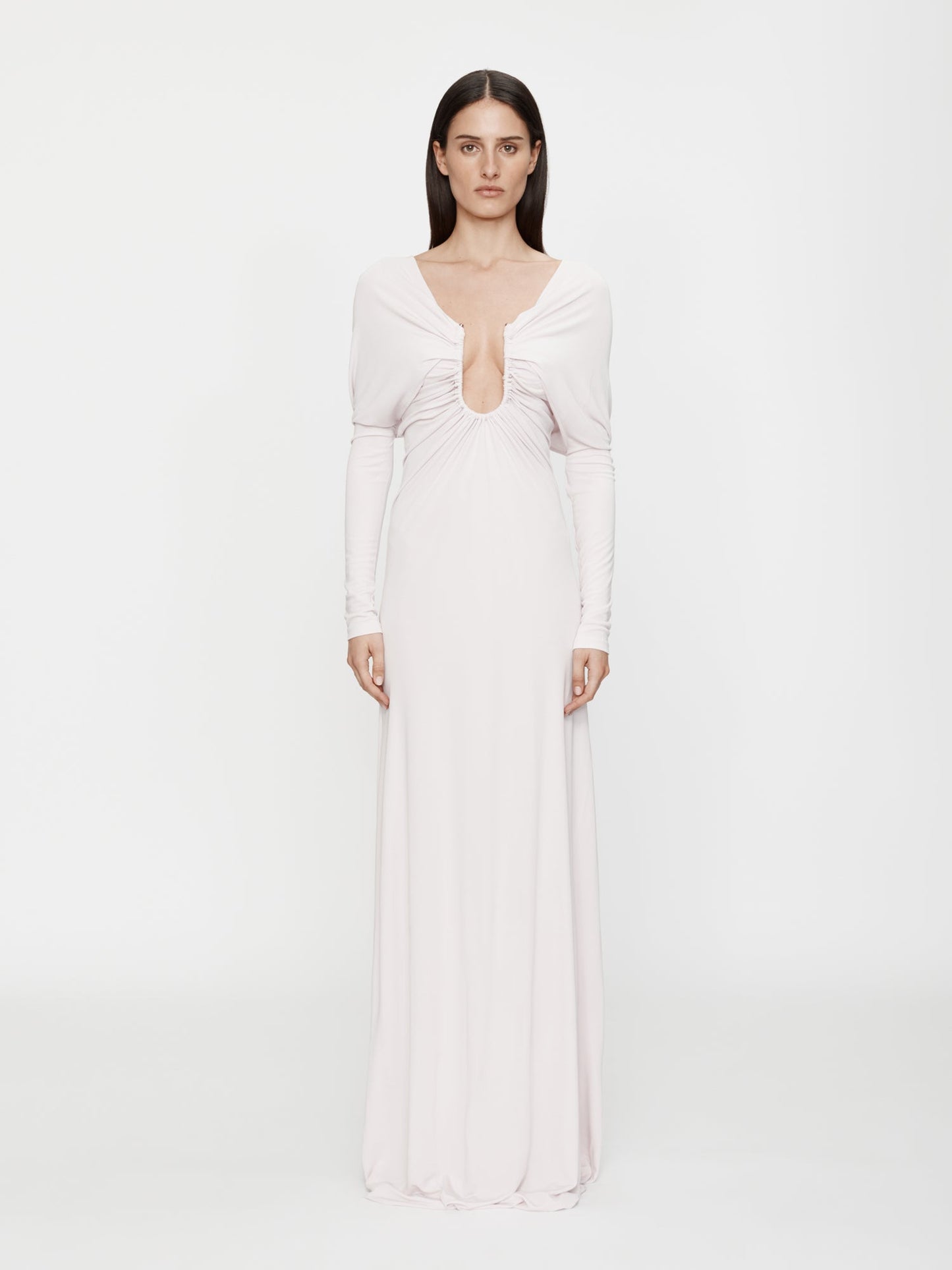Image of Dresses. Productname: Christopher Esber Arced Palm Strapless Shawl Gown in Pink colour by brand - Christopher Esber