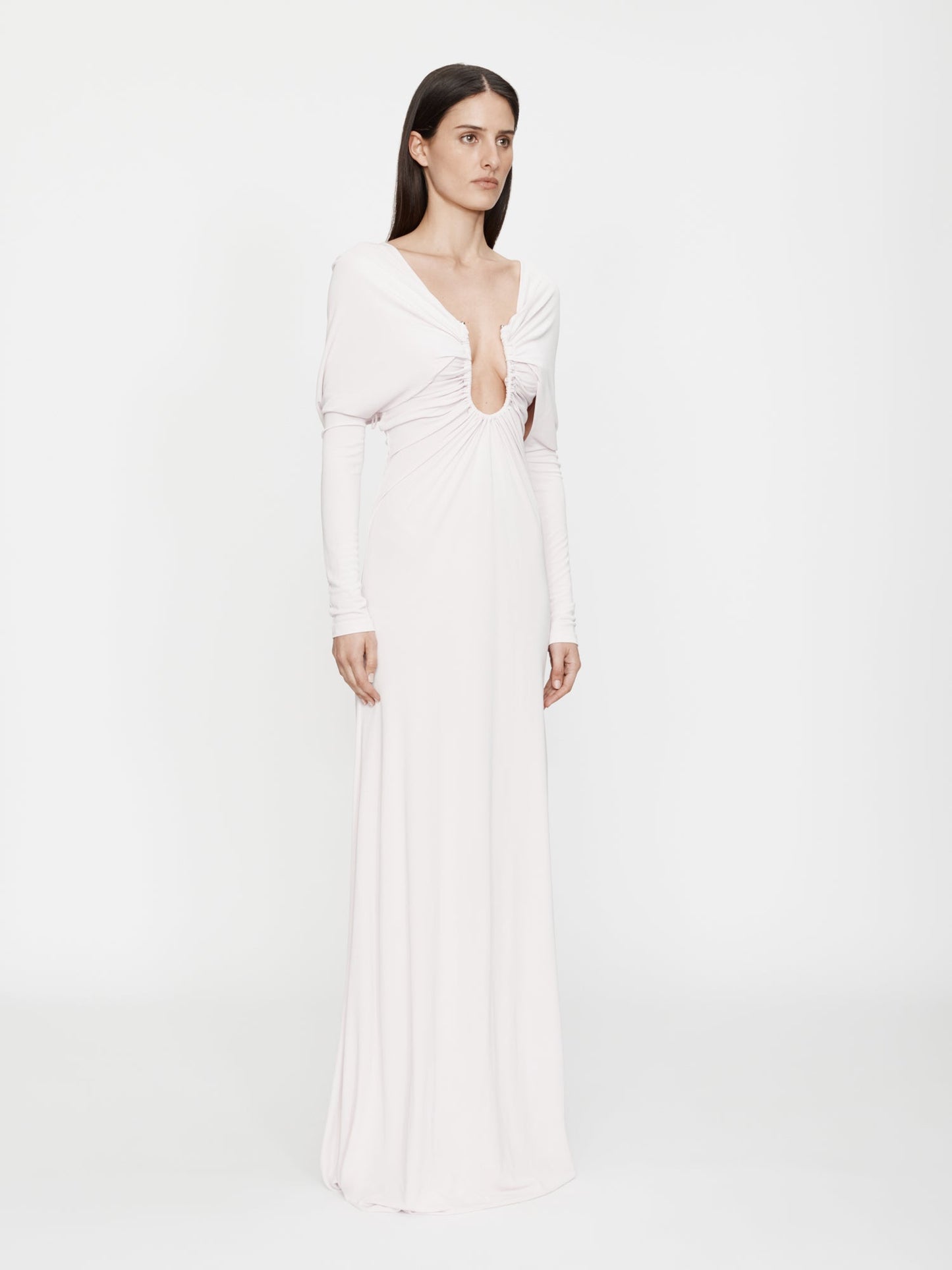 Christopher Esber Arced Palm Strapless Shawl Gown (Pink)