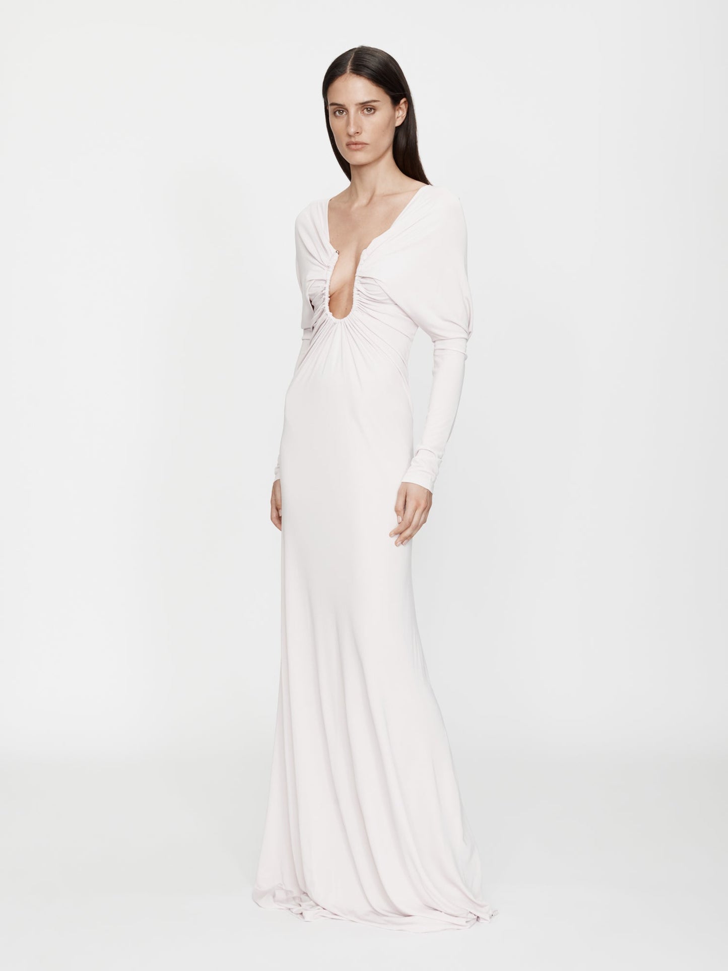 Christopher Esber Arced Palm Strapless Shawl Gown (Pink)