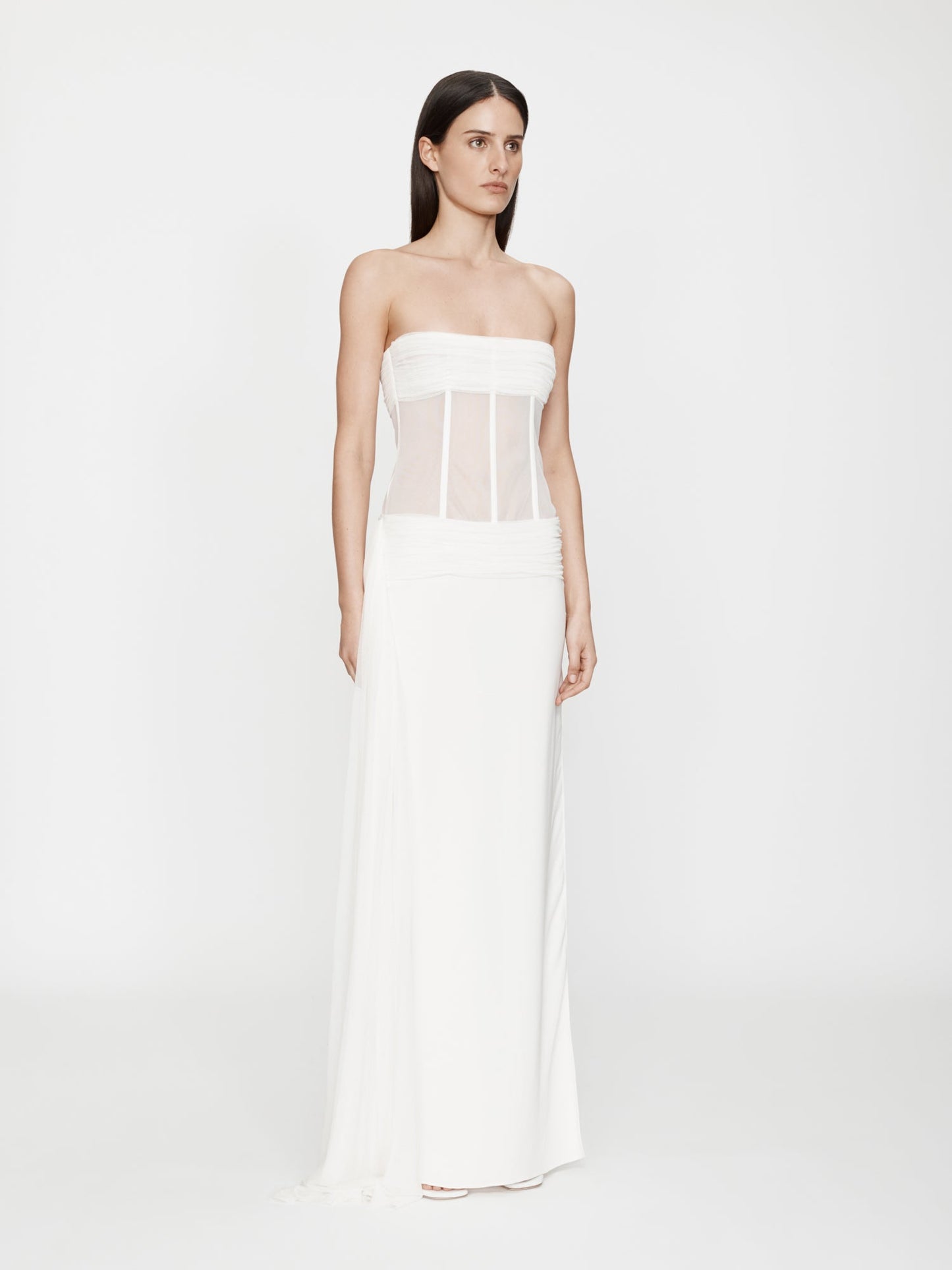 Christopher Esber Veiled Corset Dress (White)