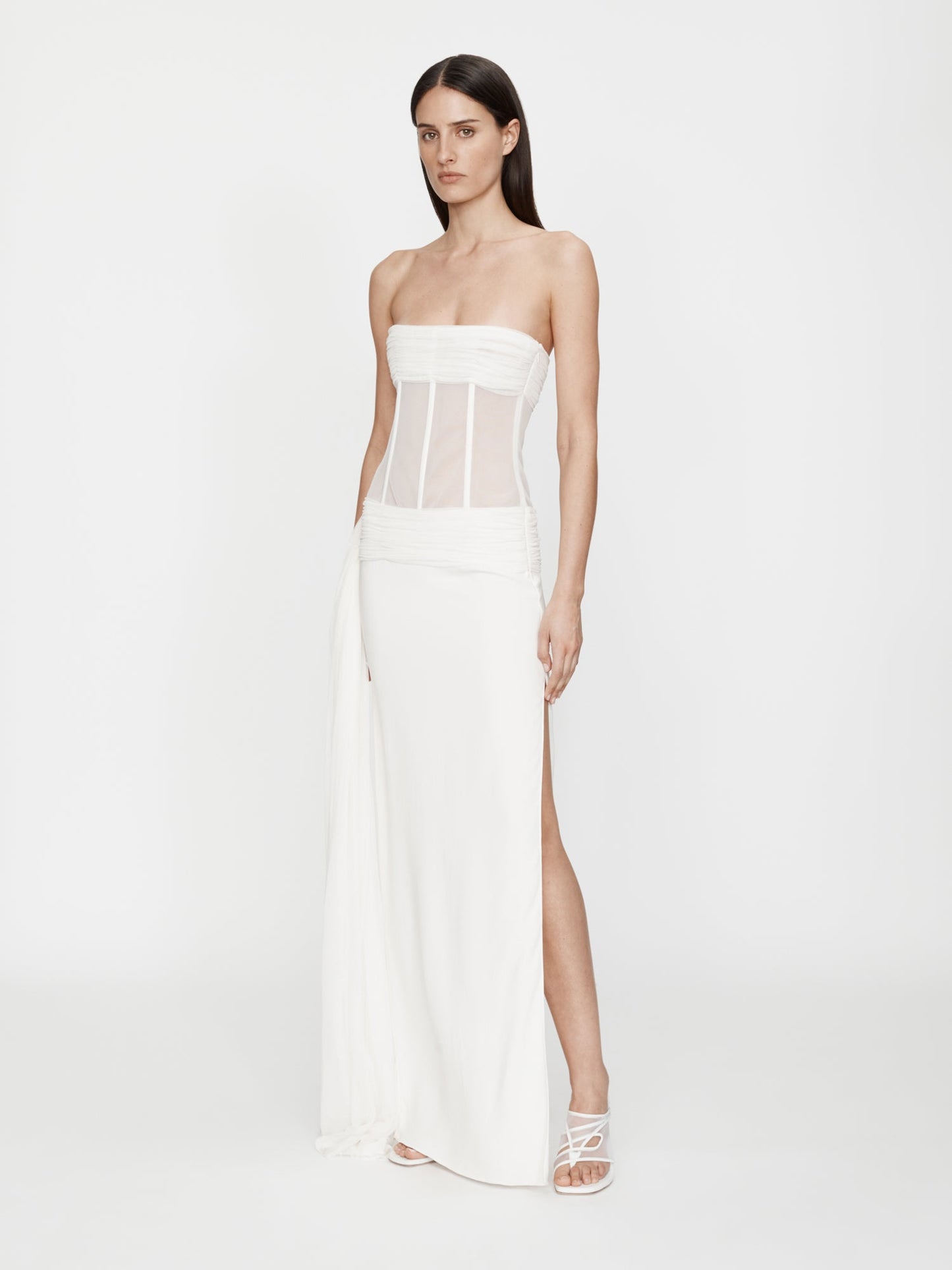 Christopher Esber Veiled Corset Dress (White)