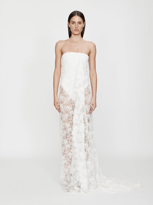 Christopher Esber Floating Lace Strapless Gown (White)