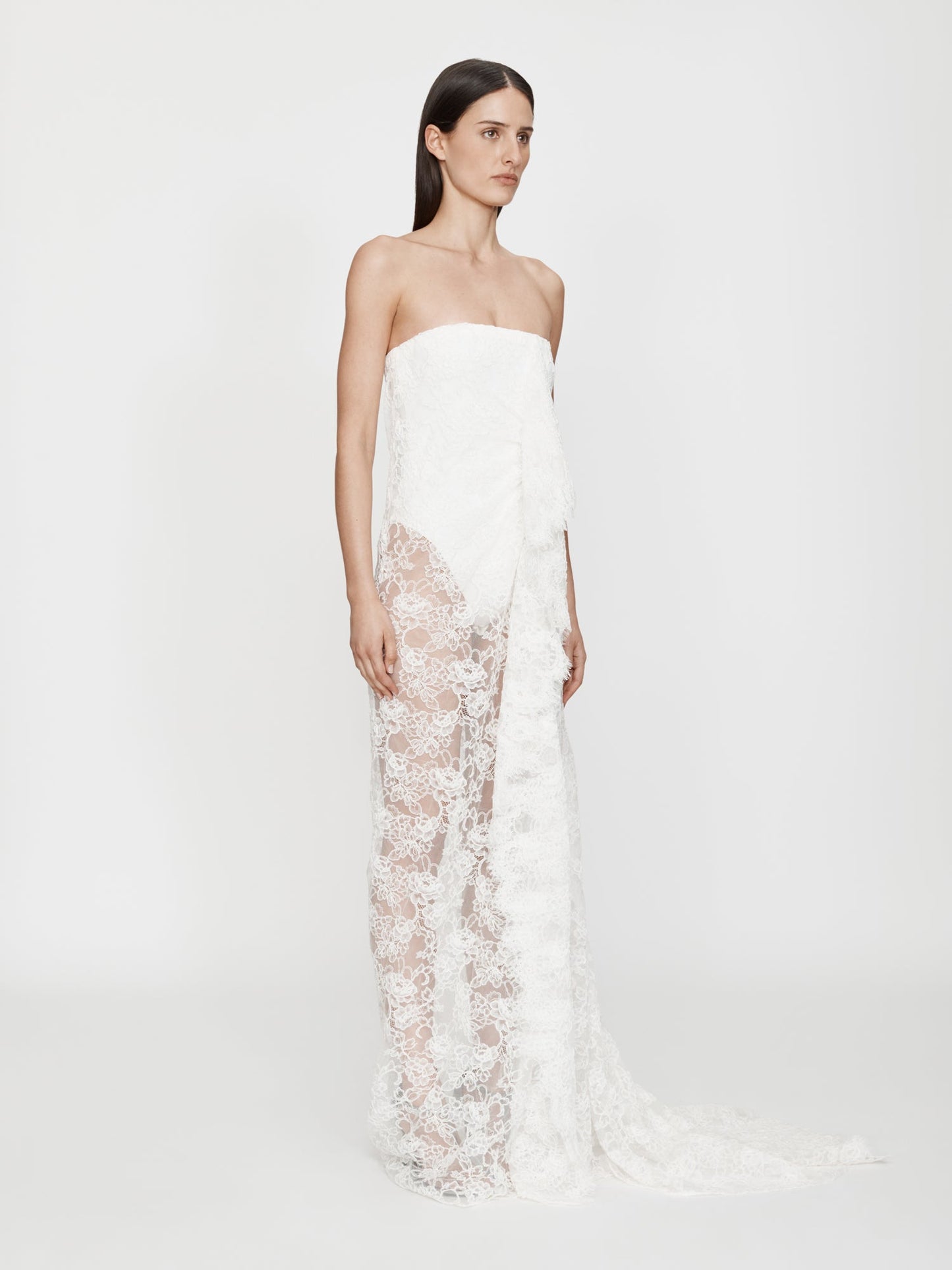Christopher Esber Floating Lace Strapless Gown (White)