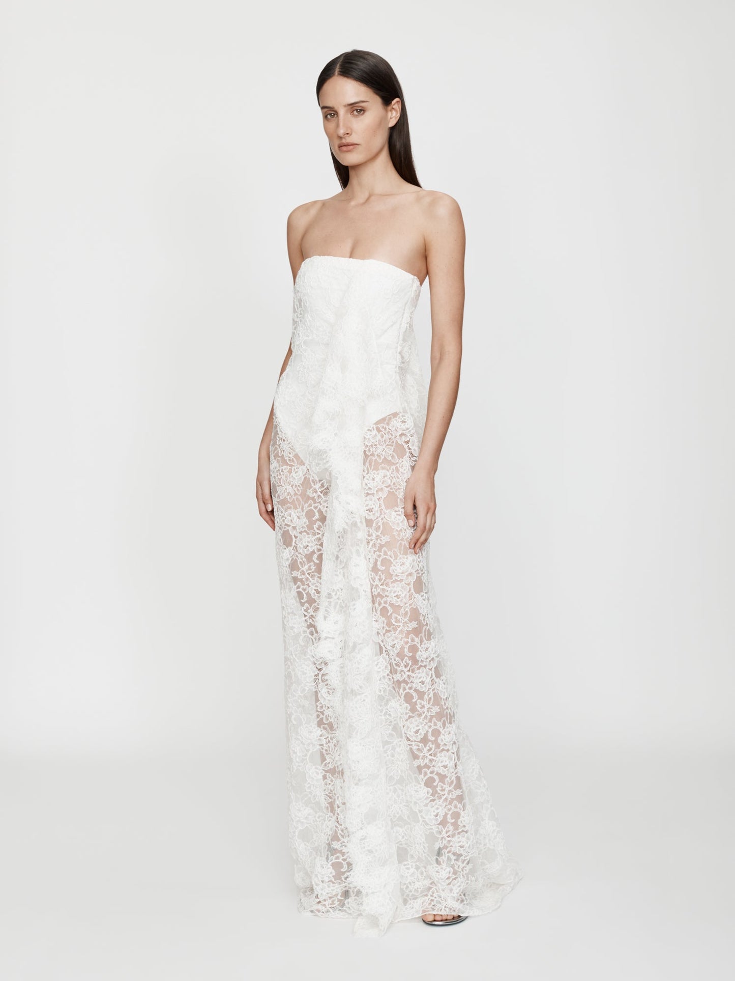 Christopher Esber Floating Lace Strapless Gown (White)