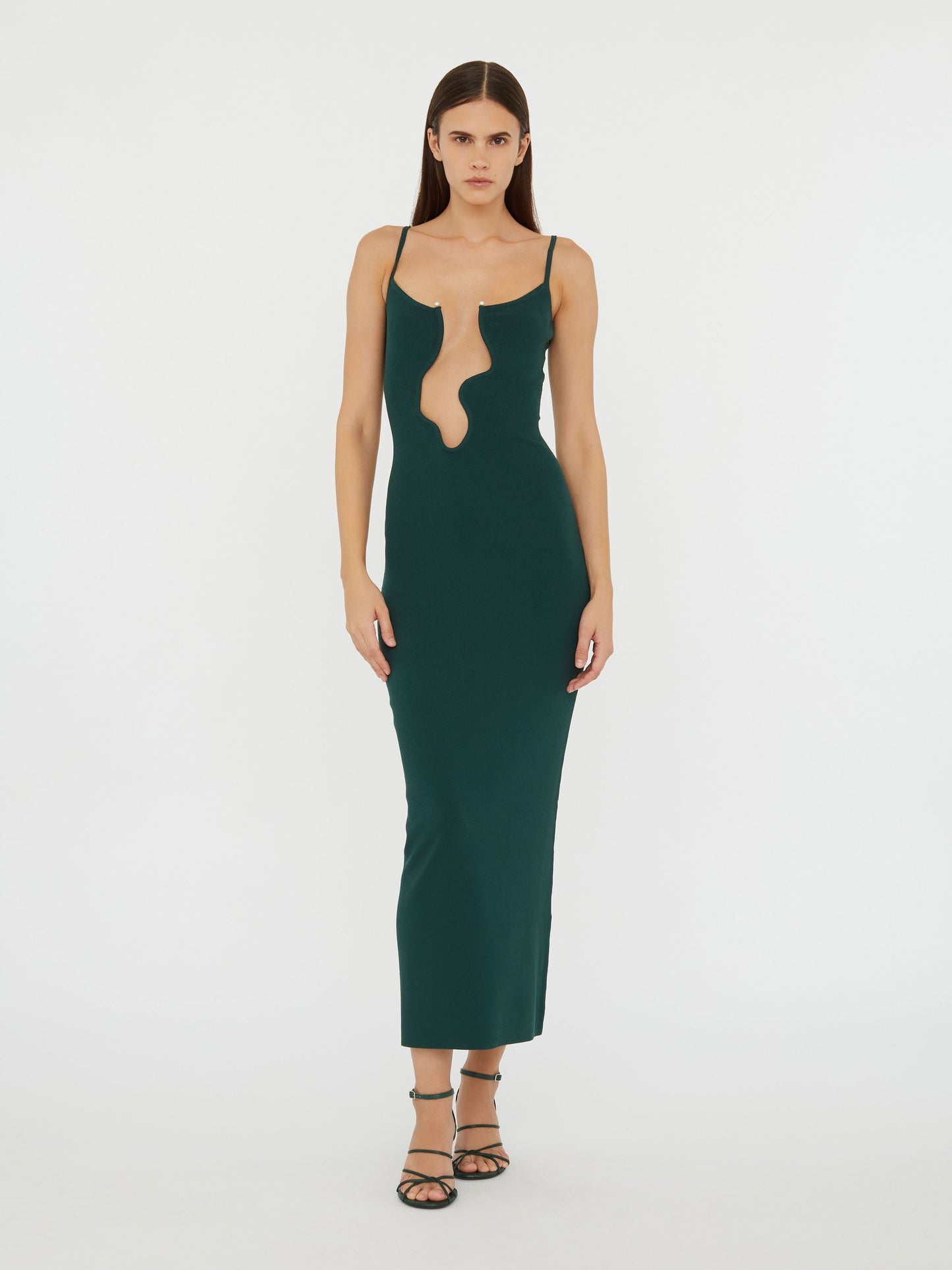 Christopher Esber Salacia Wire Column Dress (Evergreen)