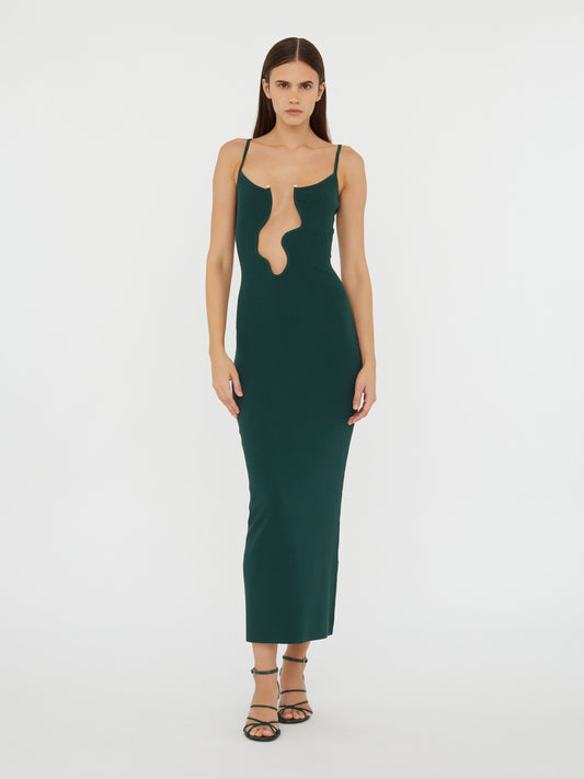 Christopher Esber Salacia Wire Column Dress (Evergreen)