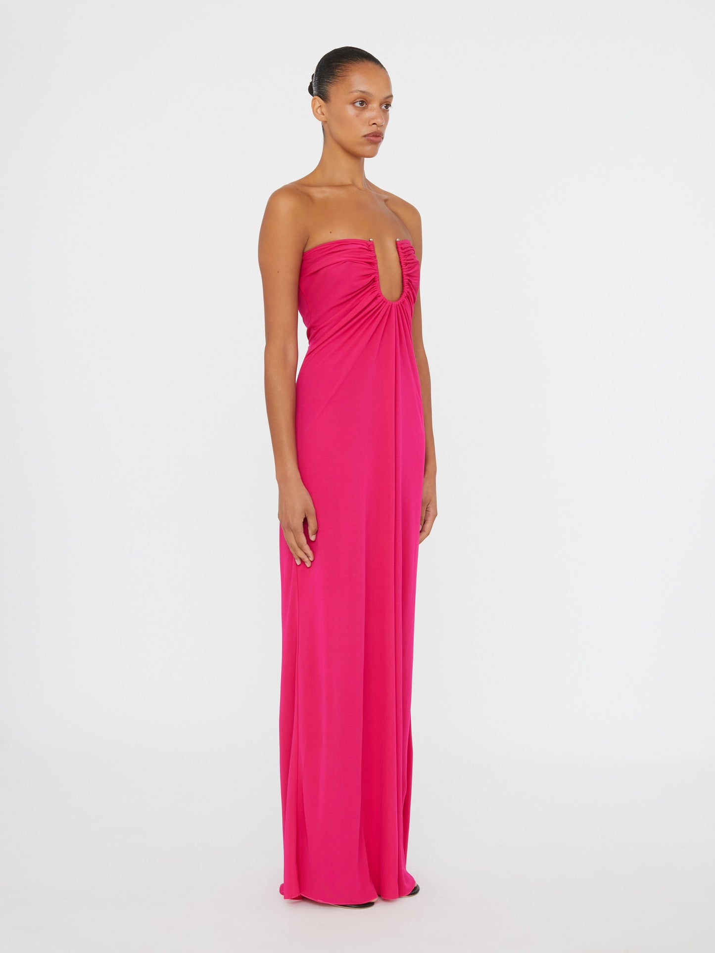 Christopher Esber Arced Palm Strapless Dress (Magenta)
