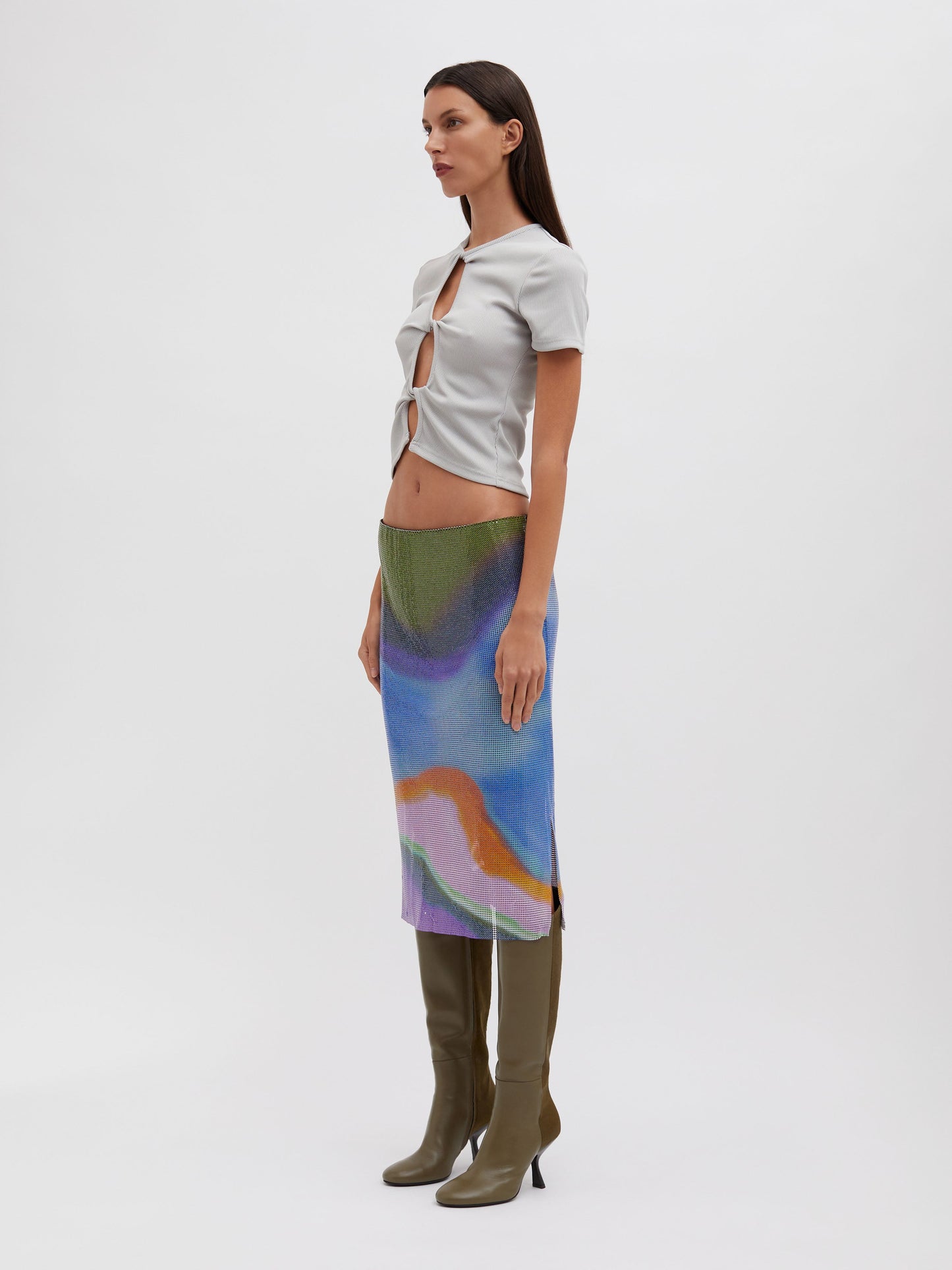 Embargo Aura Glowmesh Midi Skirt (Print)