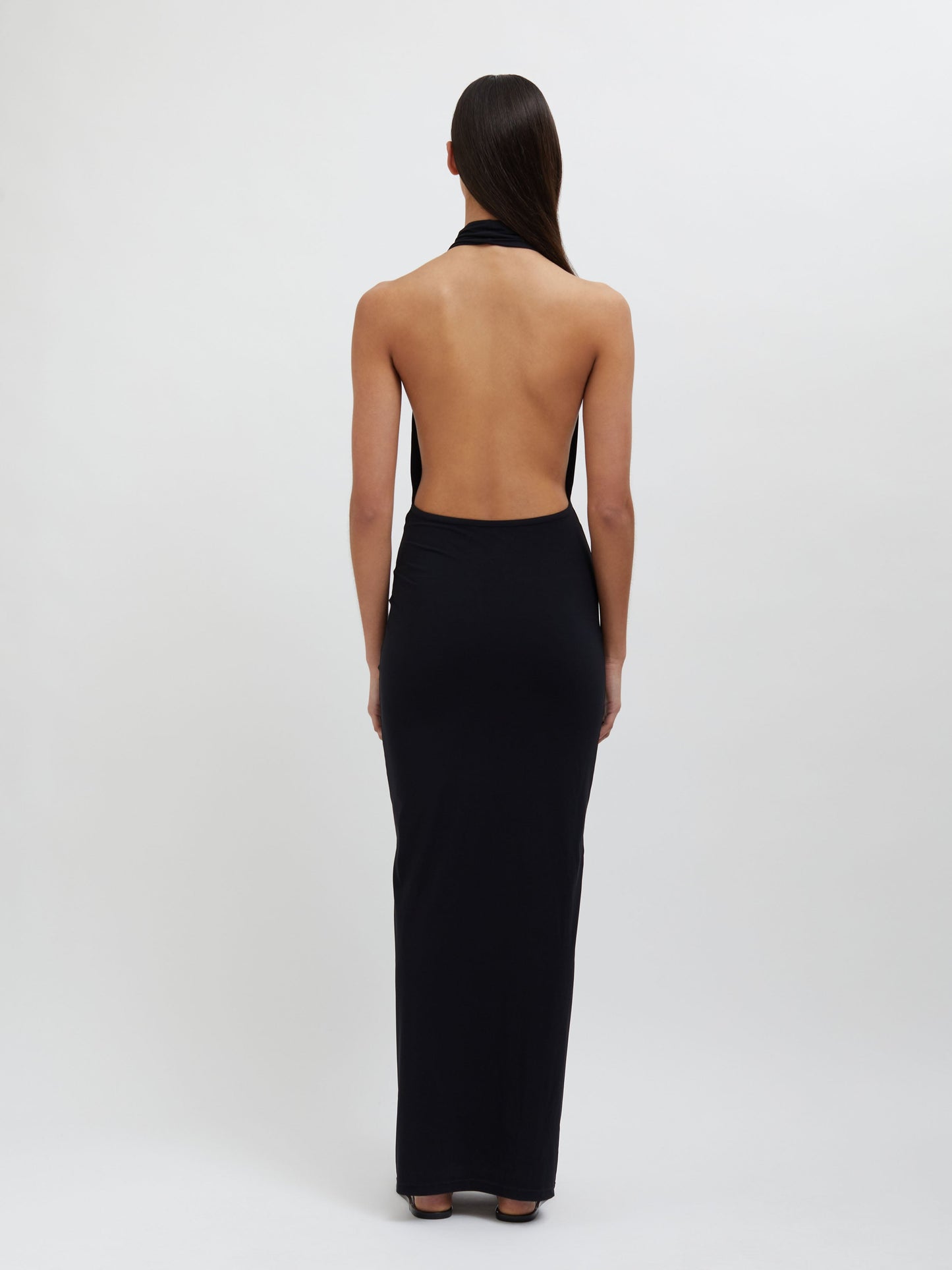 Embargo Pierced Orbit Halter Split Front Dress (Black)