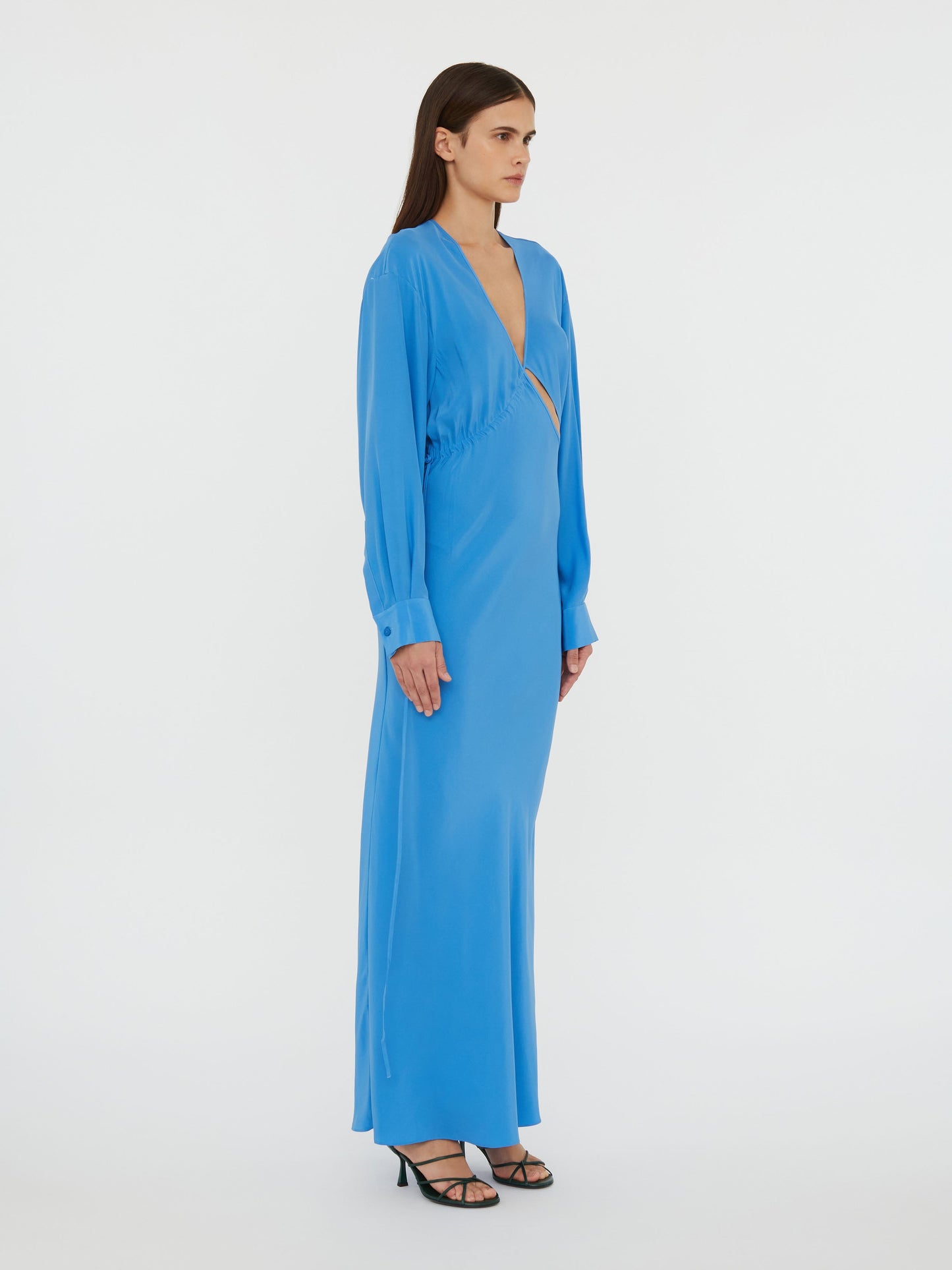 Christopher Esber Crosscut Silk Long Sleeve Dress (Blue)