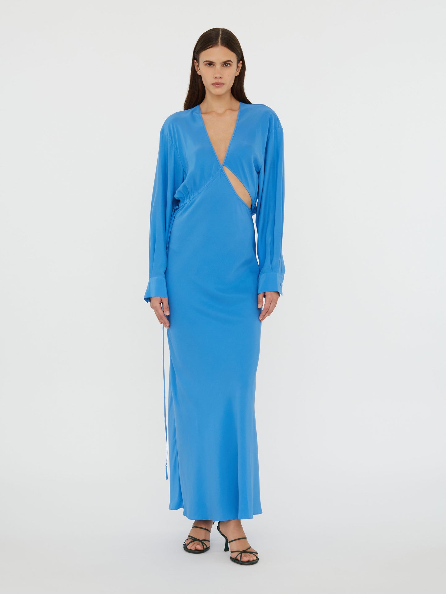 Christopher Esber Crosscut Silk Long Sleeve Dress (Blue)