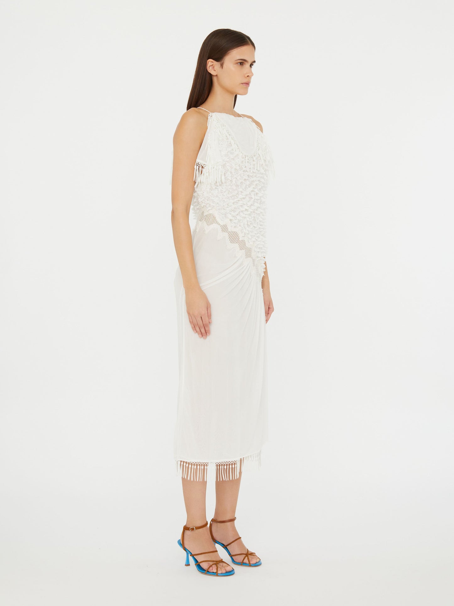 Christopher Esber Urchin Knit Drape Dress (Cream)