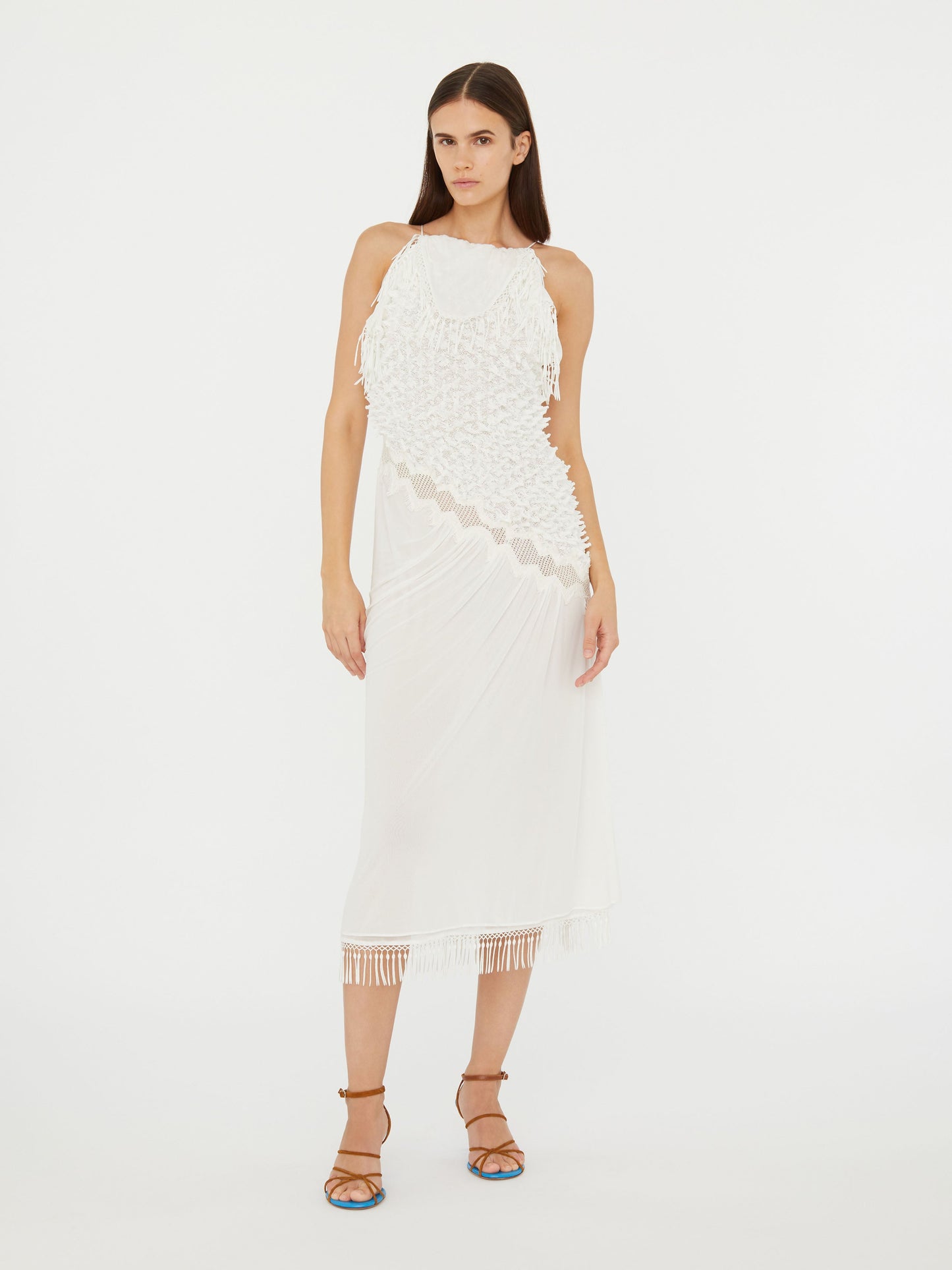 Christopher Esber Urchin Knit Drape Dress (Cream)