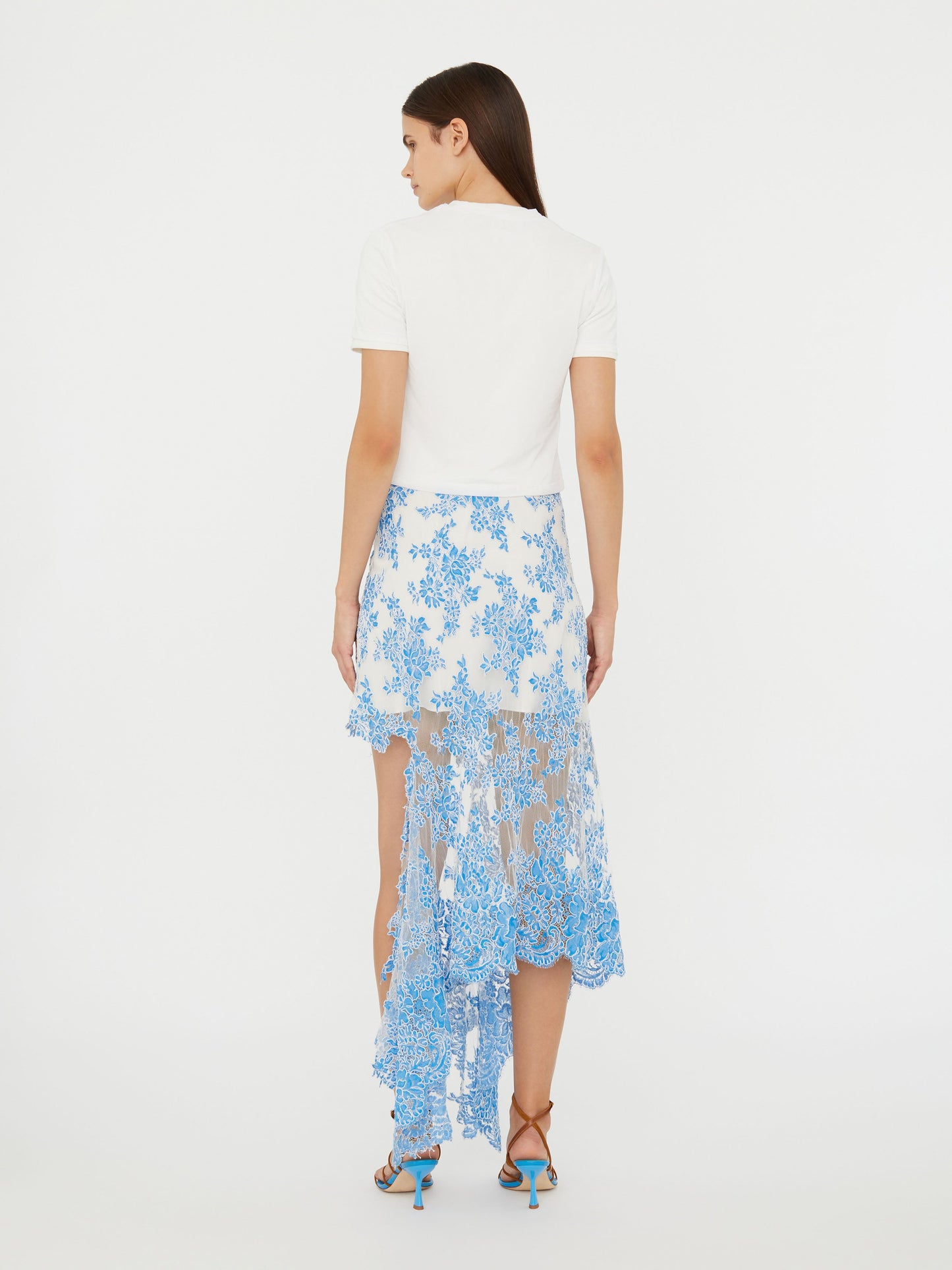 Christopher Esber Floating Lace Asymmetric Skirt (Blue)