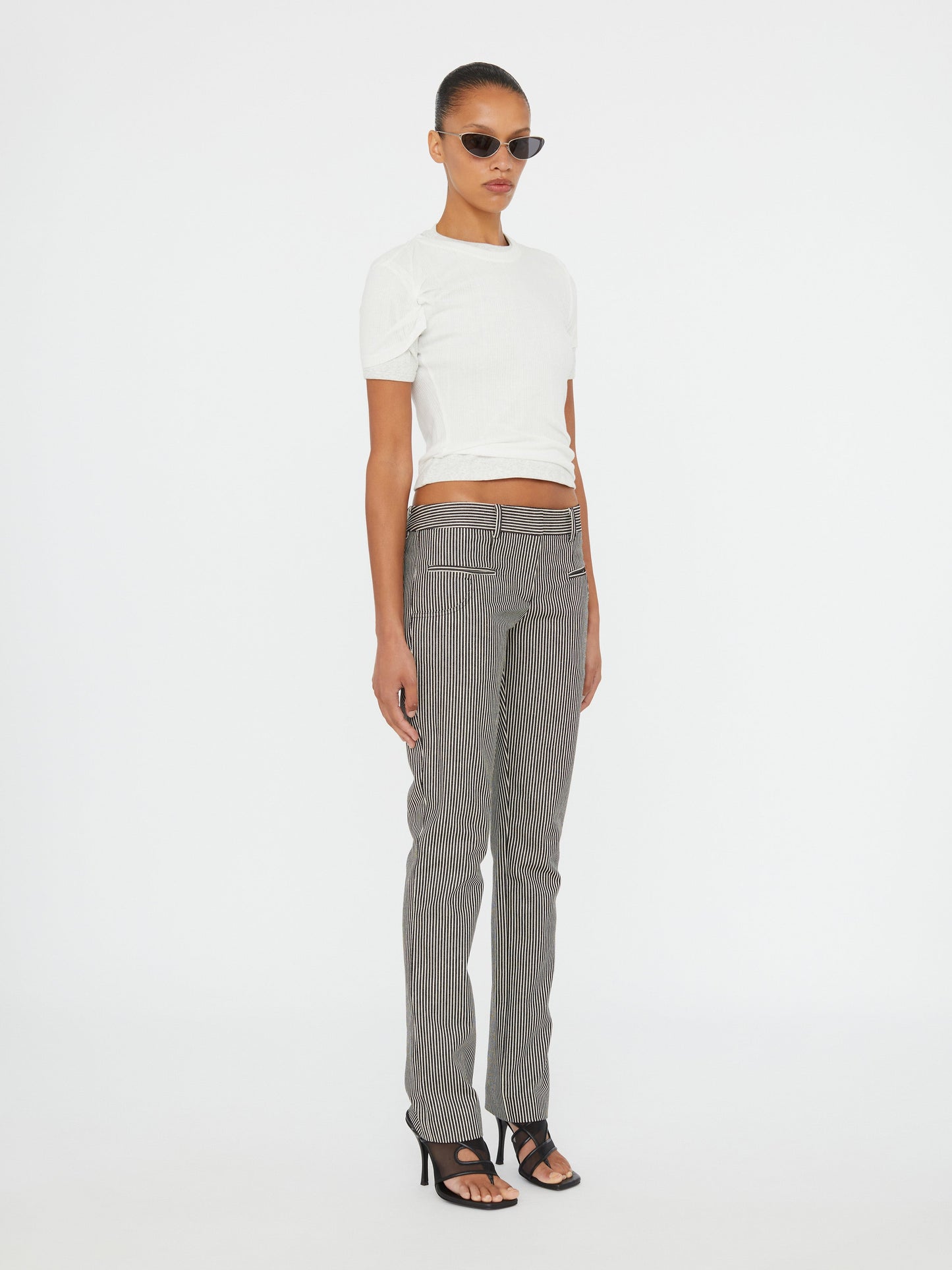 Christopher Esber Ribbed Overlay Loophole Tee (Grey)