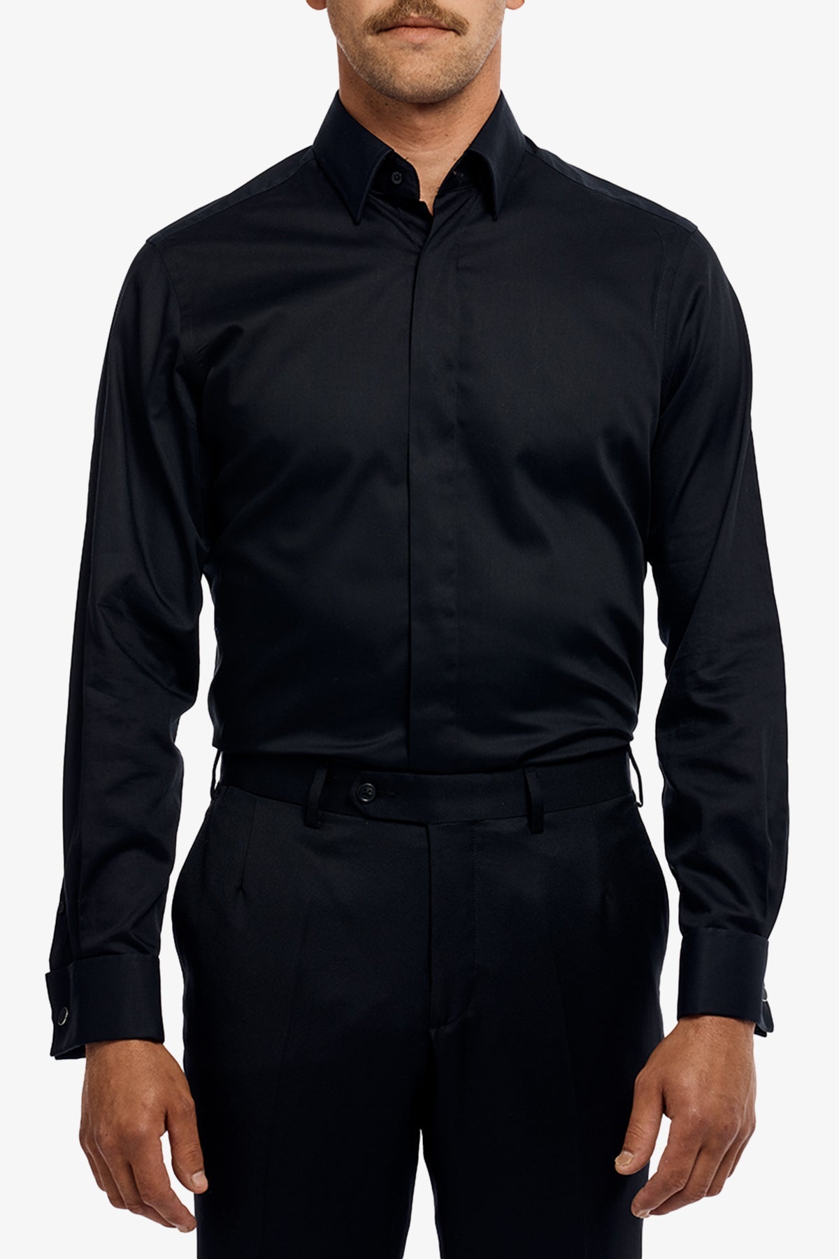Image of Shirts. Product name - Claude fine black twill in Black colour by brand - Anthony Squires