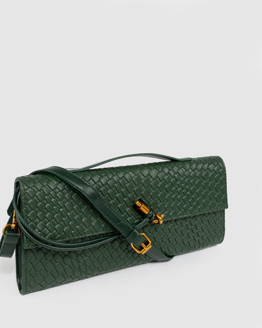 Image of Clutch Bags. Product name - Olive Gigi Top Handle Clutch in Olive colour by brand - Colette by Colette Hayman