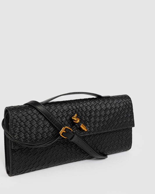 Image of Clutch Bags. Product name - Black Gigi Top Handle Clutch in Black colour by brand - Colette by Colette Hayman