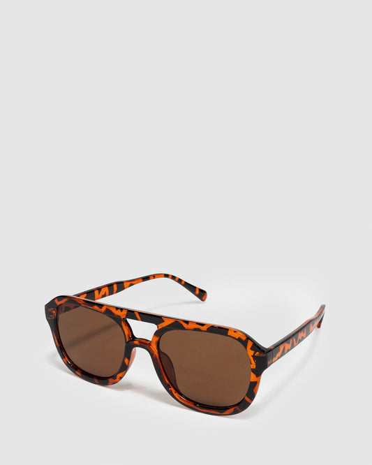 Image of Accessories. Product name - Tortoise Shell Aviator Fashion Glasses in Brown colour by brand - Colette by Colette Hayman