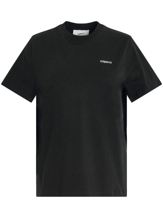 Image of a model wearing Outerwear. Productname: COPERNI Cape T-Shirt in Black colour by brand - COPERNI
