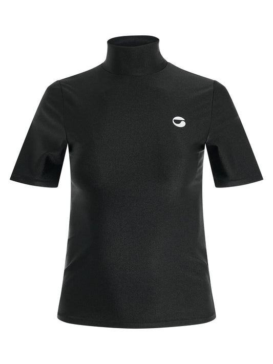 Image of a model wearing Tops. Productname: COPERNI High Neck Fitted Top in BLACK colour by brand - COPERNI