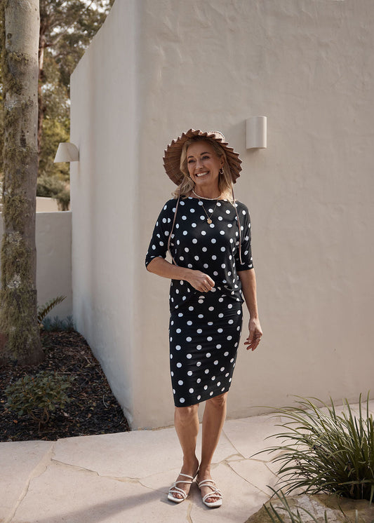 Lou Lou Midi Bamboo Whitney Tube Skirt (Polka Dot)