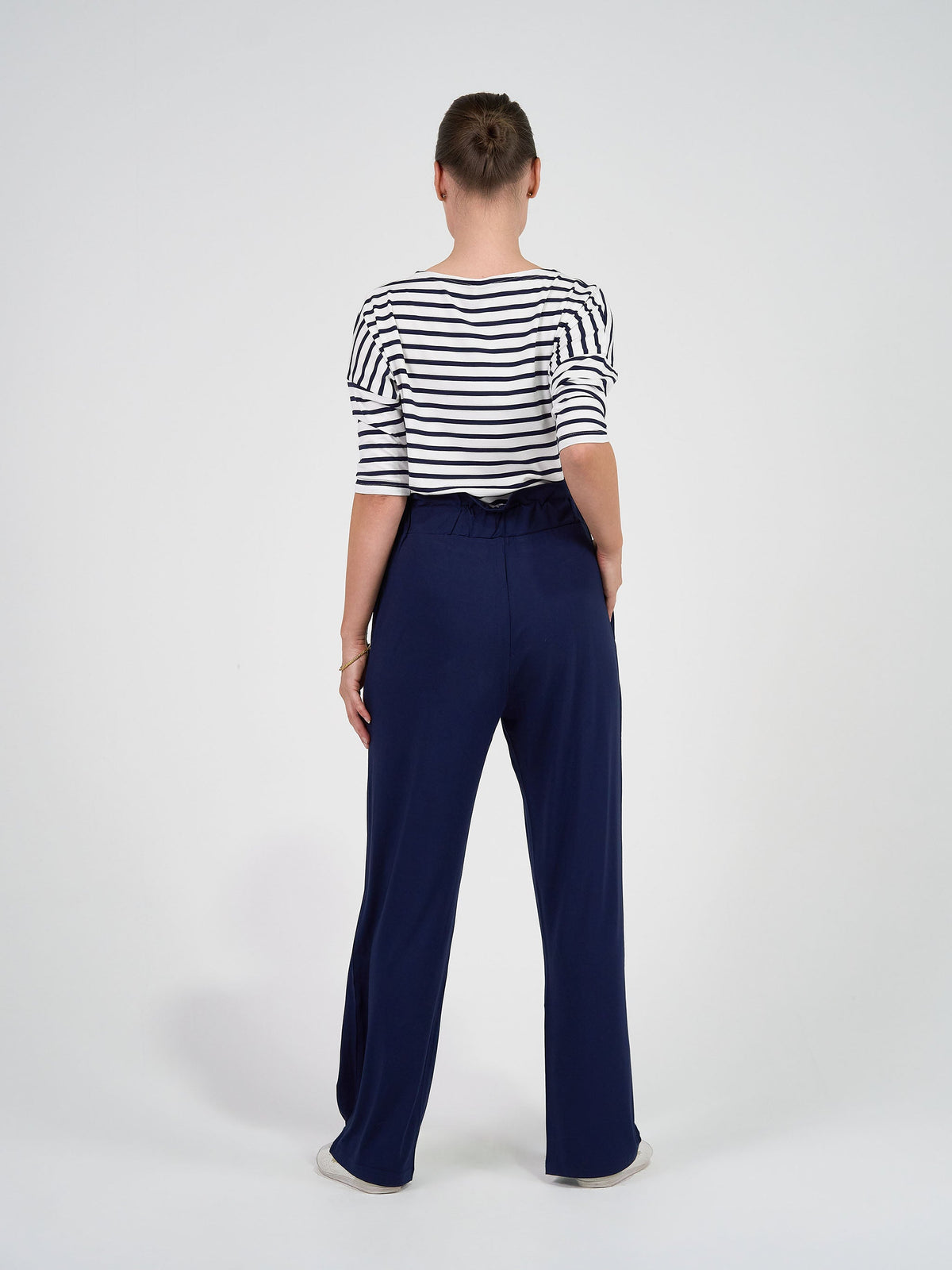 Lou Lou Camila 3/4 Sleeve Bamboo Top (Navy & White Stripe)