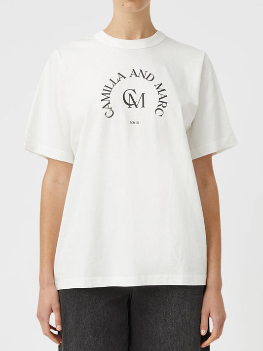 Image of a model wearing Tops. Productname: CAMILLA AND MARC KARINE TEE in Black colour by brand - Camilla And Marc