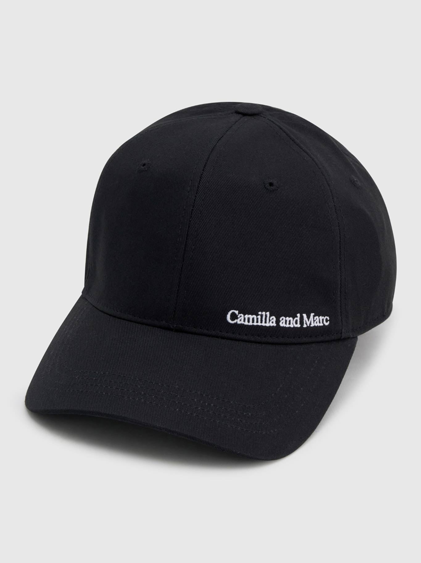 Image of Hats. Product name - CAMILLA AND MARC THOME EMBROIDERED CAP in Black colour by brand - Camilla And Marc