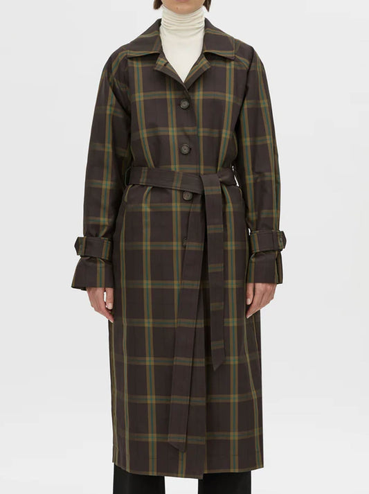 Image of Coats & Jackets. Product name - CAMILLA AND MARC WINTON CHECK TRENCH COAT in Espresso colour by brand - Camilla And Marc