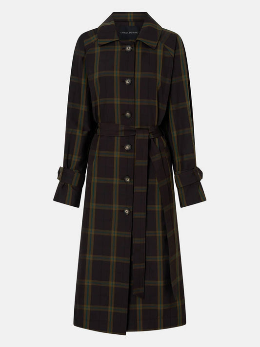CAMILLA AND MARC WINTON CHECK TRENCH COAT (Espresso)