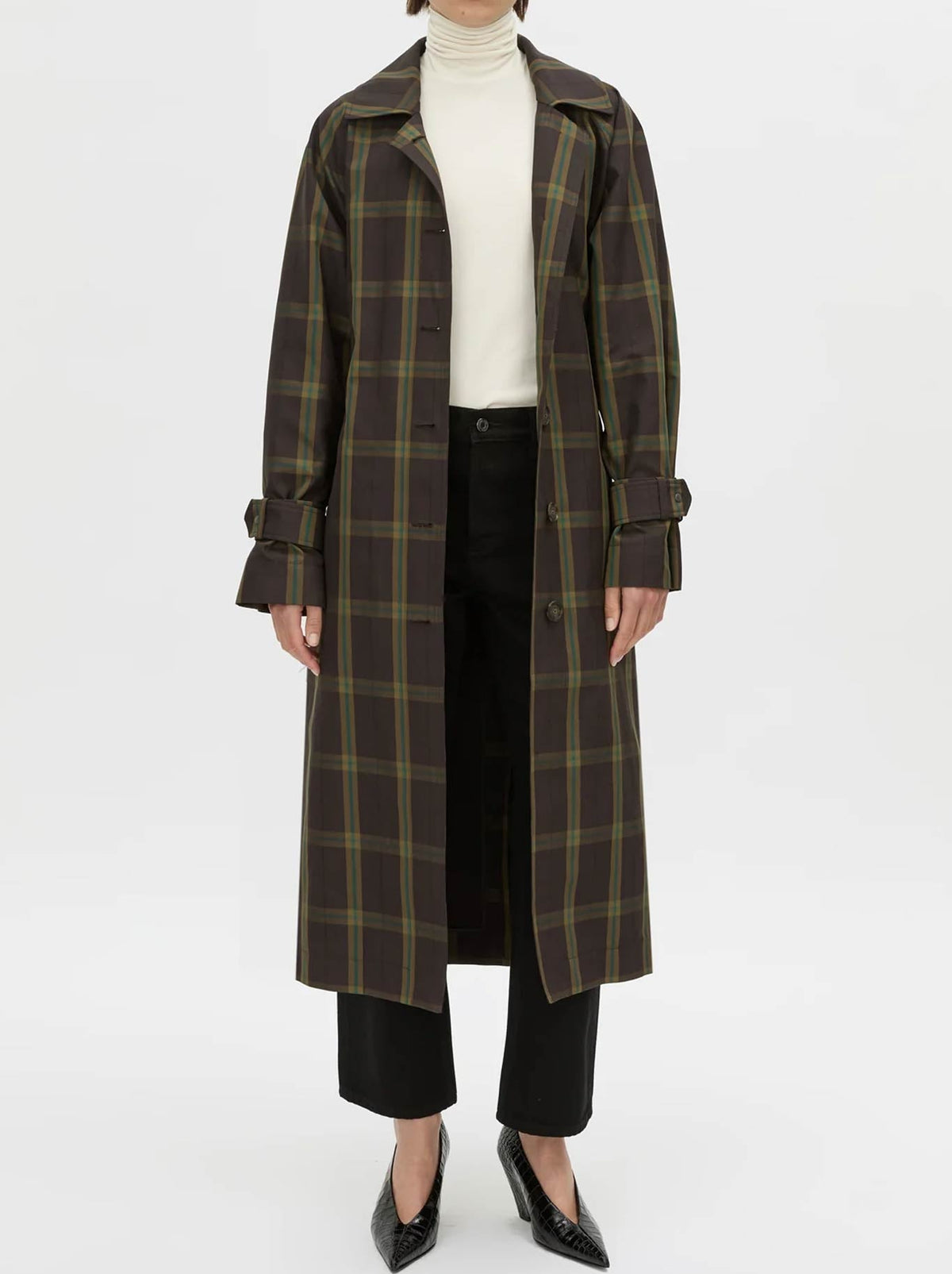 CAMILLA AND MARC WINTON CHECK TRENCH COAT (Espresso)