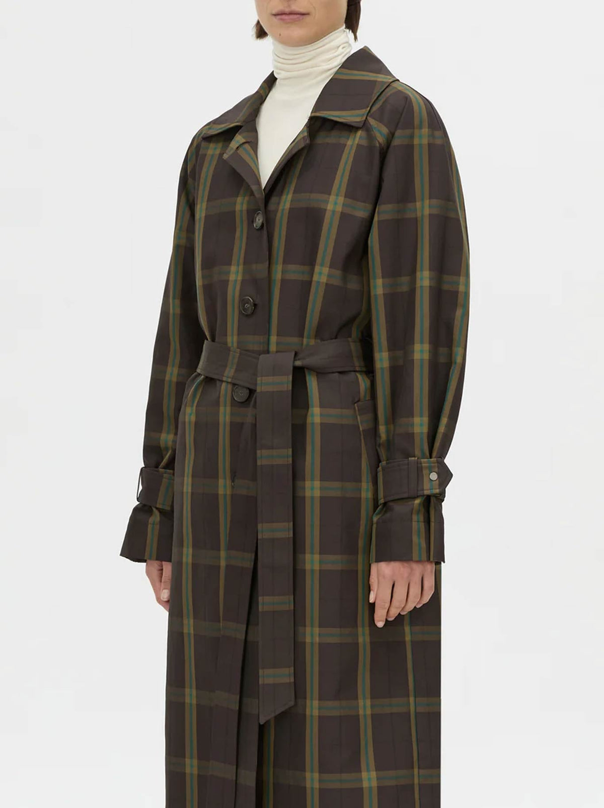 CAMILLA AND MARC WINTON CHECK TRENCH COAT (Espresso)