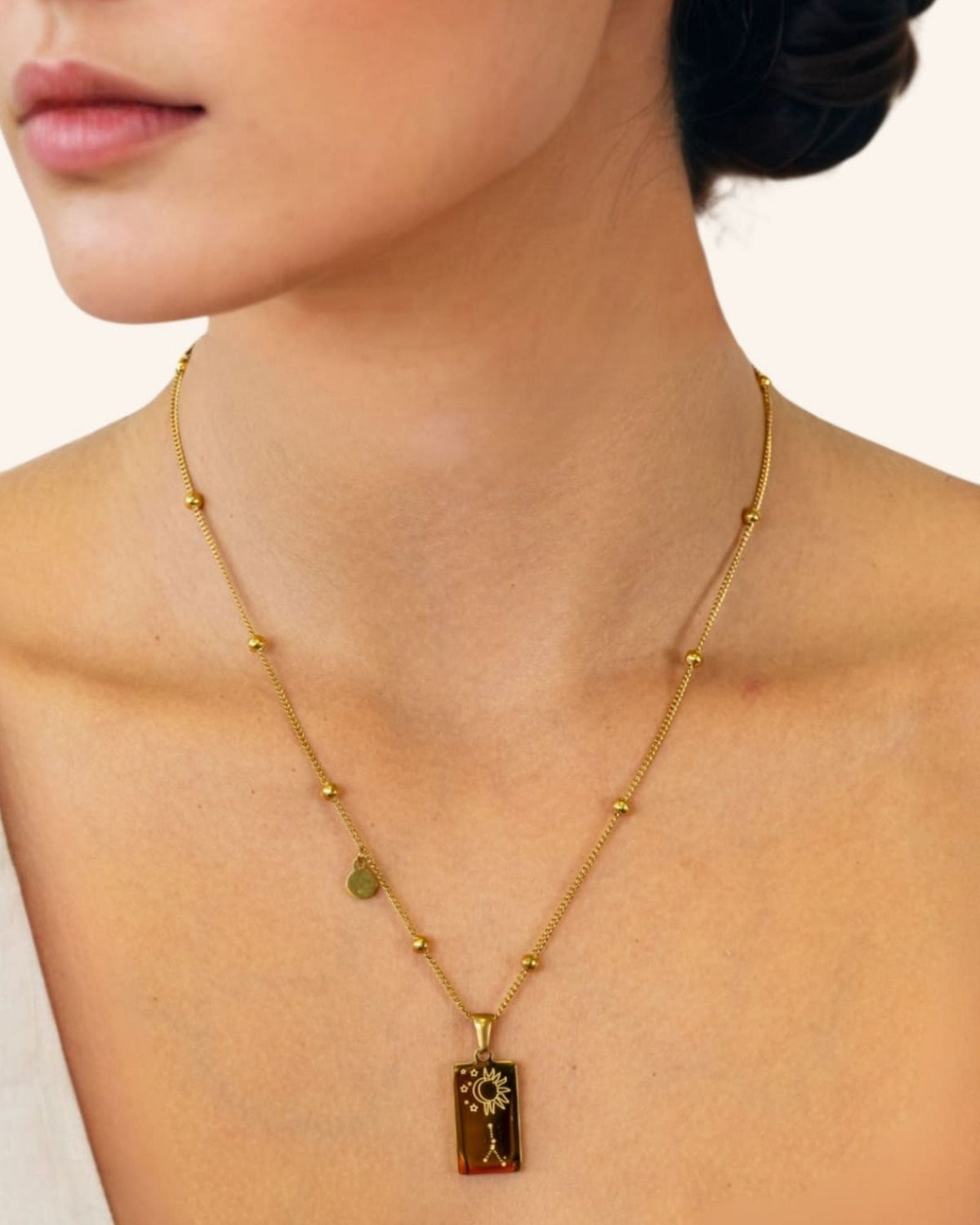 LAVANA Cancer Gold Zodiac Tag Necklace
