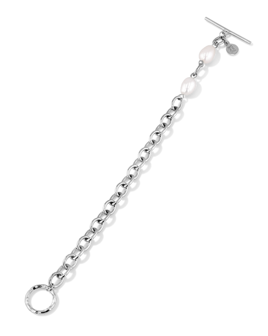 LAVANA Cannes Silver Pearl T-Bar Bracelet