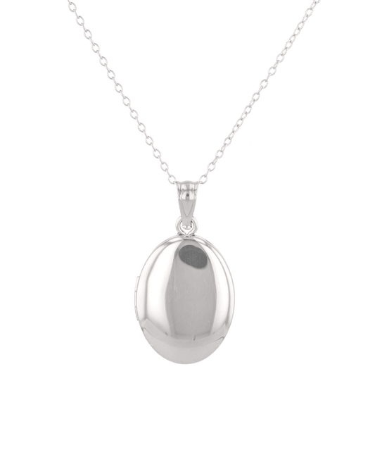 Image of Necklaces. Product name - Canvas Oval Locket Necklace Silver in colour by brand - LAVANA