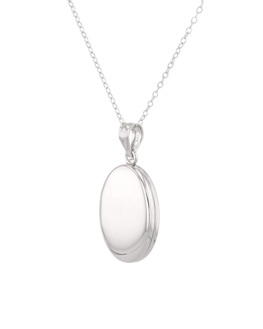 LAVANA Canvas Oval Locket Necklace Silver