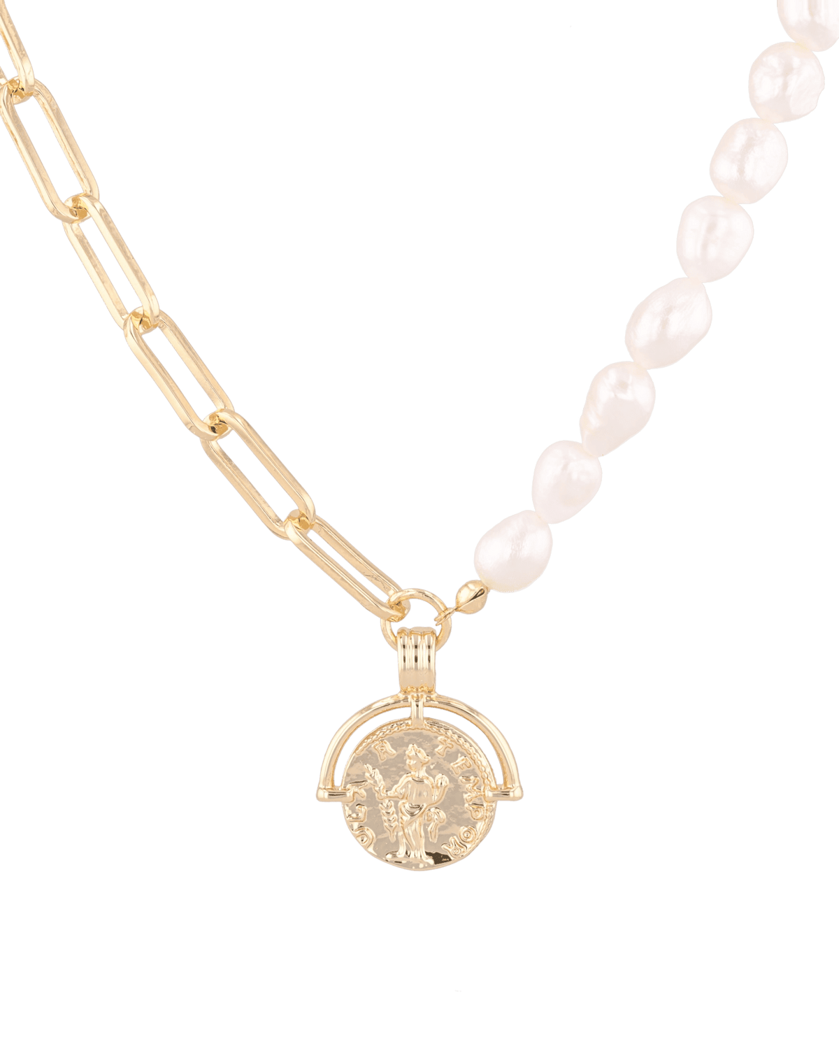 Image of Necklaces. Product name - Capri Gold Pearl Necklace in colour by brand - LAVANA