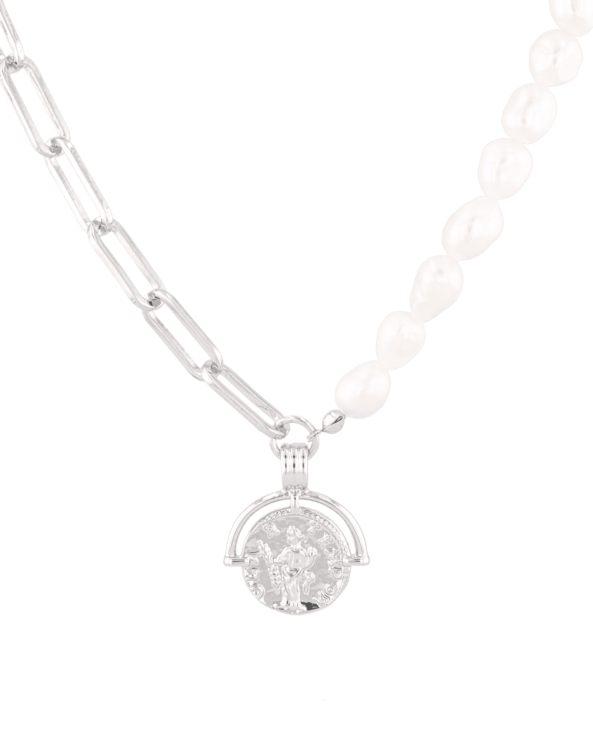 Image of Necklaces. Product name - Capri Silver Pearl Necklace in colour by brand - LAVANA